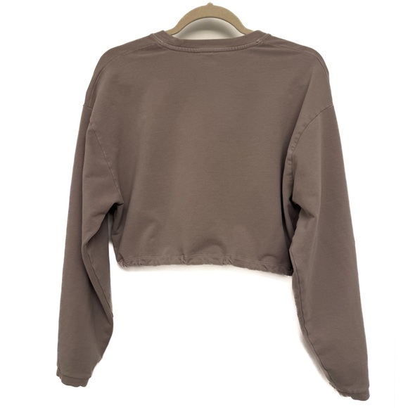 Aritzia Babaton Region Cropped Sweatshirt XS Turner Taupe Super Cozy - Picture 3 of 8